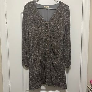 Grey floral dress with long sleeves - Small